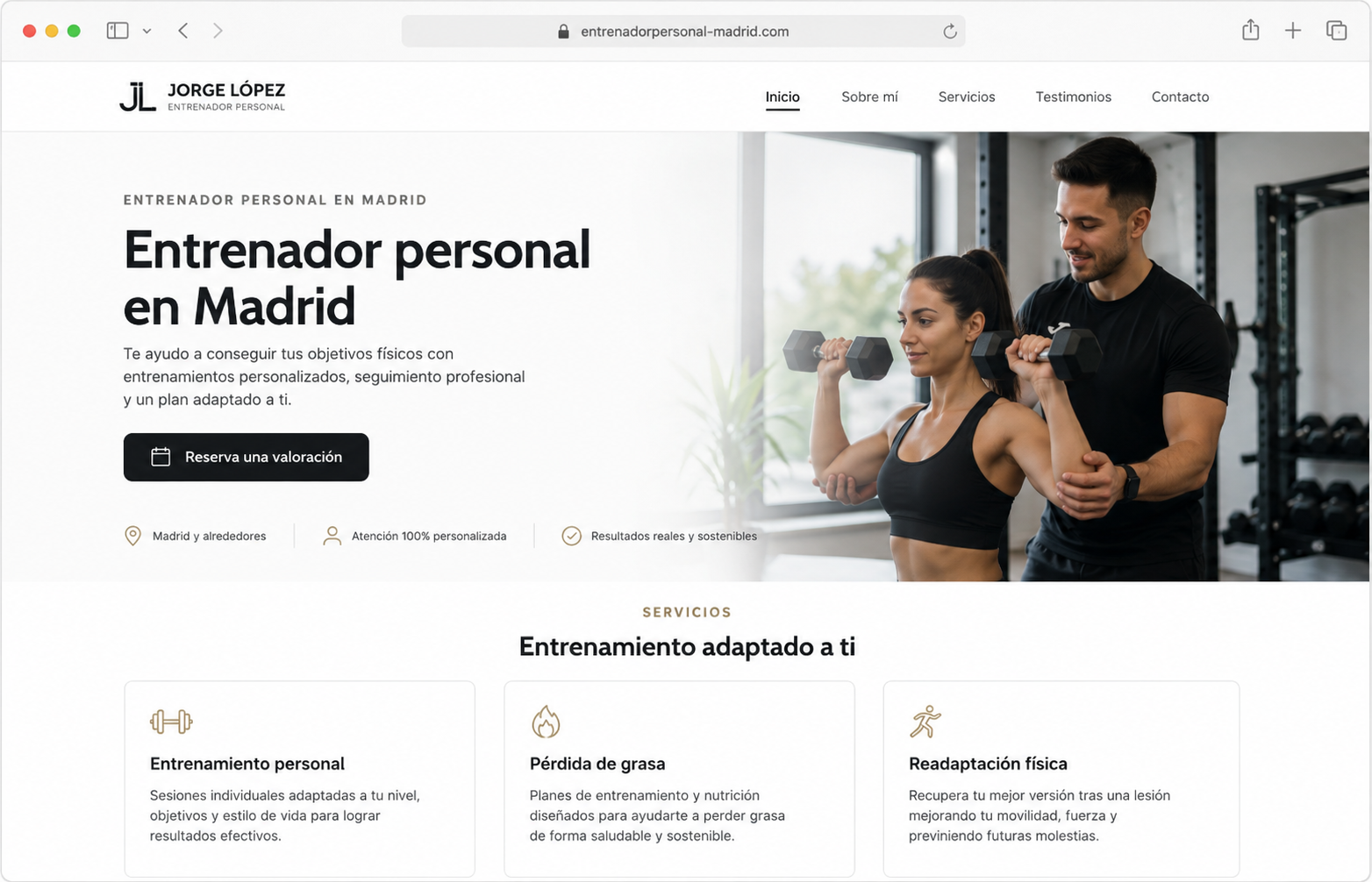 Ejemplo de web profesional optimizada para posicionamiento local en Google